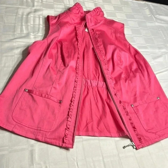 C J BANKS vest women 1X ,pink, fitted  ,frills,cotton,sporty,outdoors,Lagenlook - Picture 8 of 14